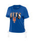 Фото #3 товара Women's Royal New York Mets Side Lace-Up Cropped T-shirt