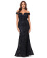 Фото #1 товара Women's 3D Sequin Off-The-Shoulder Gown