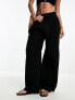 Фото #4 товара Abercrombie & Fitch pleated wide leg linen trouser in black