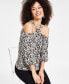 Фото #4 товара Women's Printed Cold-Shoulder Blouse, Created for Macy's