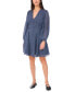 ფოტო #3 პროდუქტის Women's Printed Long-Sleeve V-Neck Mini Dress