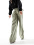 Stradivarius tailored trouser with belt in khaki