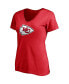 Women's Patrick Mahomes Red Kansas City Chiefs Player Icon Name and Number V-Neck T-shirt