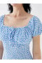 LCW Vision Kayık Yaka Çiçekli Kısa Kollu Kadın Elbise