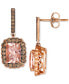 Фото #2 товара Chocolatier® Peach Morganite (2-1/8 ct. t.w.) & Chocolate Diamond (1/2 ct. t.w.) Halo Drop Earrings in 14k Rose Gold