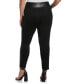 ფოტო #2 პროდუქტის Plus Size Faux Leather Trimmed Pull-On Pant