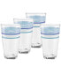 Фото #1 товара Coastal Blues Edgeline 16-Ounce Tapered Cooler Glass Set of 4