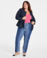 ფოტო #1 პროდუქტის Trendy Plus Size Two-Tone Straight-Leg Jeans, Created for Macy's