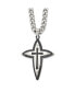 ფოტო #1 პროდუქტის Polished Black IP-plated Cross Pendant on a Curb Chain Necklace