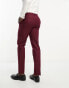 ASOS DESIGN slim linen mix suit trouser in burgundy Бордовый, W32 L34 - фото #6