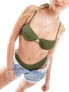 Фото #1 товара South Beach underwire crinkle bikini top in sage green