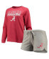 Women's Crimson, Gray Alabama Crimson Tide Raglan Long Sleeve T-shirt and Shorts Sleep Set