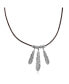 Sterling Silver Triple Feather and Leather Necklace, 17 Inches