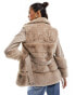 Фото #3 товара River Island faux fur panelled biker jacket in beige