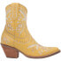 Dingo Primrose Embroidered Floral Snip Toe Cowboy Booties Womens Yellow Casual B