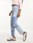 Фото #3 товара Hollister straight leg jeans with patchwork effect in light blue