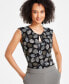 ფოტო #1 პროდუქტის Women's Shell-Print Keyhole Top