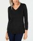 Фото #1 товара Karen Scott V Neck Sweater Long Sleeve Lux soft Black XS
