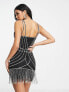 Starlet exclusive contoured sequin fringe mini dress in black