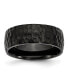 Titanium Brushed Hammered Black IP-plated Wedding Band Ring