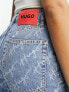 HUGO 435 jeans in mid blue with all over script logo