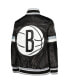 ფოტო #3 პროდუქტის Big Boys Black Brooklyn Nets Home Game Varsity Satin Full-Snap Jacket