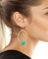 Фото #2 товара Turquoise Patina Petal Charm Hoop Earrings
