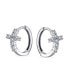 ფოტო #4 პროდუქტის Spiritual Small Religious Kpop CZ Cross Huggie Small Hoop Earrings For Women For Men Pave Cubic Zirconia .925 Sterling Silver