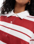 Фото #4 товара ASOS DESIGN stripe rugby polo crop top in red