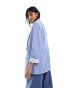 Stradivarius linen look blazer in blue