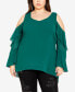 Фото #1 товара Plus Size Hi Lo Cold Shoulder Long Sleeve Top