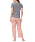 ფოტო #2 პროდუქტის Women's 2 Piece Short Sleeve Top with Cropped Wide Leg Pants Pajama Set