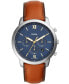 ფოტო #1 პროდუქტის Men's Neutra Chronograph Brown Leather Strap Watch 44mm