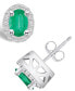 ფოტო #2 პროდუქტის Emerald (1 Ct. t.w.) and Diamond (1/4 Ct. t.w.) Halo Stud Earrings