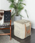 Фото #5 товара Canvas Pouf with Leather Handles, 20" x 20" x 19"