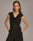 ფოტო #4 პროდუქტის Women's Cowlneck Cap-Sleeve Belted Jumpsuit