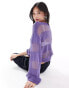 Фото #3 товара Monki long sleeve loose knitted top with sheer stripes in lilac