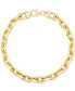 ფოტო #1 პროდუქტის Men's Rolo Link Chain Bracelet in 14k Gold-Plated Sterling Silver