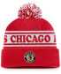 Фото #1 товара Шапка-шлем Fanatics мужская красная Chicago Blackhawks винтажного стиля с меховым помпоном.