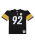 Фото #2 товара Men's James Harrison Black Distressed Pittsburgh Steelers Legacy Replica Jersey