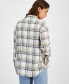 ფოტო #2 პროდუქტის Juniors' Girlfriend Frayed-Hem Plaid Shirt