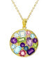 ფოტო #1 პროდუქტის Multi-Gemstone Mixed Cut Cluster Disc 18" Pendant Necklace (3-3/8 ct. t.w.) in 14k Gold-Plated Sterling Silver