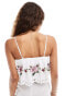 Reclaimed Vintage cami top with floral tablecloth embroidery in white weiß, 42 - фото #3