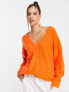 Фото #1 товара ASOS EDITION v neck jumper in bright orange