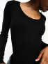 JDY ribbed round neck jumper in black