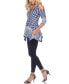 Фото #3 товара Women's Printed Cold Shoulder Tunic Top