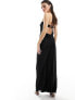 Фото #1 товара ASOS DESIGN satin bandeau bias maxi dress with tie back in black