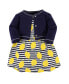 ფოტო #1 პროდუქტის Baby Girls Baby Organic Cotton Dress and Cardigan 2pc Set, Lemons