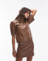 Фото #3 товара Topshop faux leather co ord mini skirt in chocolate