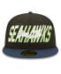 Фото #3 товара Men's Black and Navy Seattle Seahawks 2022 NFL Draft On Stage 59FIFTY Fitted Hat
